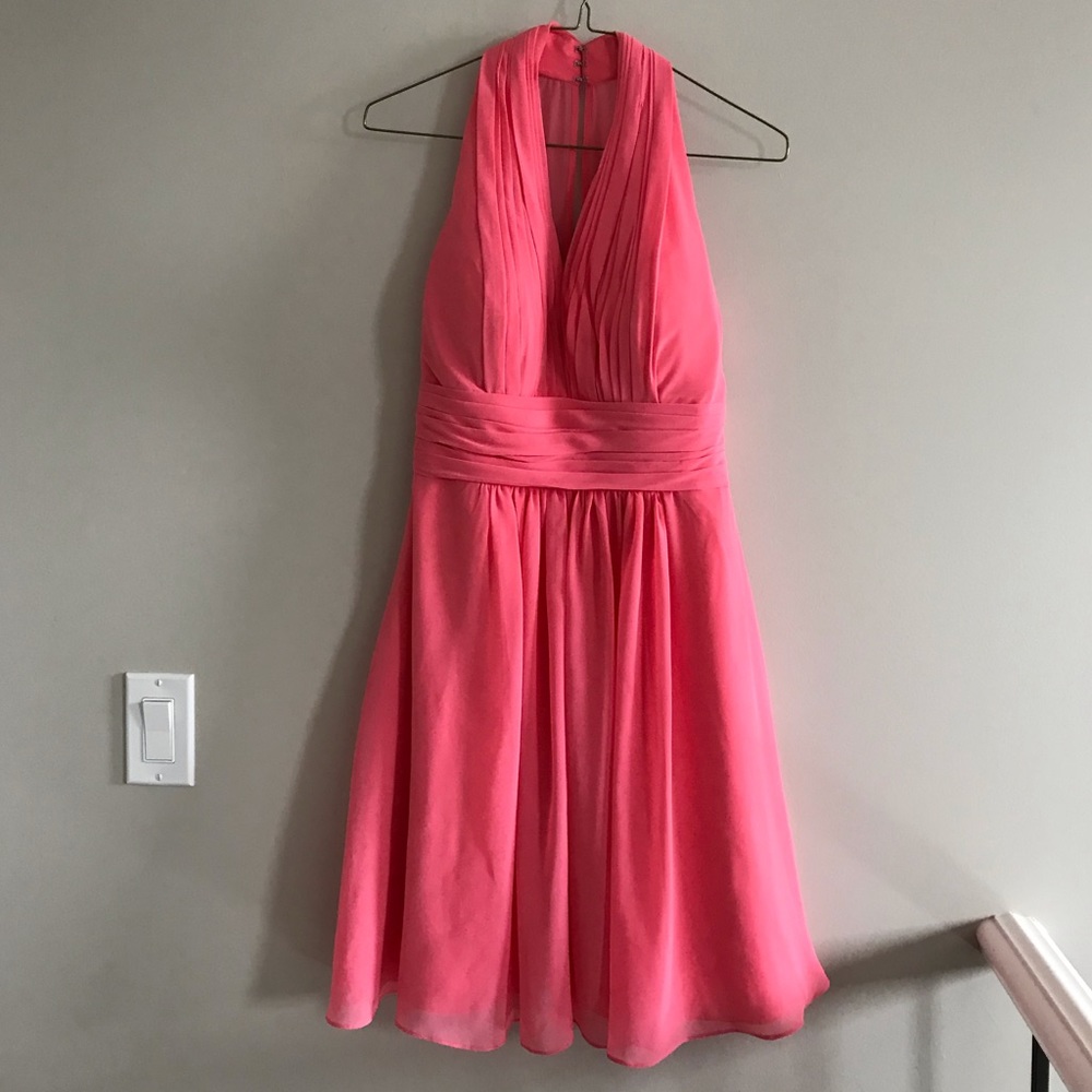 Bright pink bridesmaid dress